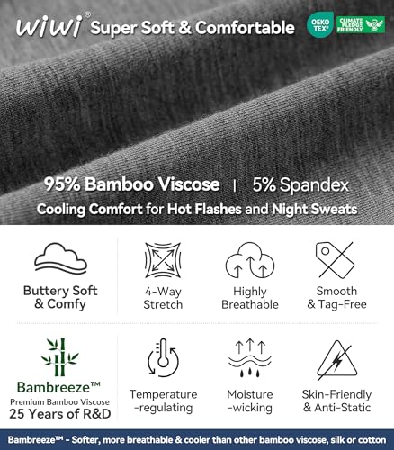 Image of WiWi Viscose from Bamboo Women's Pajamas Set Super Soft Button Down Top and Pants Sleepwear Cooling Pjs S-3X