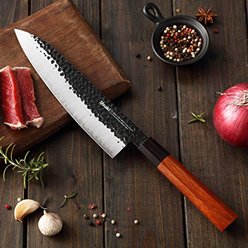 Gyuto Chef’s Knife, 8 inch Japanese Chef Knife 3 layers 9CR18MOV Clad Steel Japanese Kitchen Knife , Alloy Steel Gyuto Knife, Sushi Knife for Kitchen/Restaurant, Octagonal Handle, Gift Box