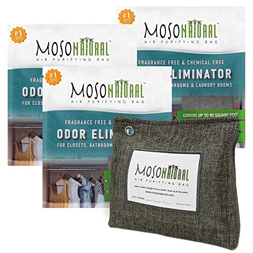 MOSO NATURAL Stand-Up Air Purifying Bag 300g Pack of 3. Odor Eliminator, Odor