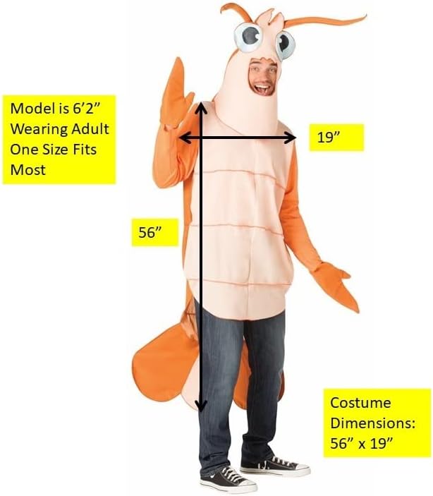 Rasta Imposta Shrimp Costume, Crawfish, Crustacean Adult One Size for Men & Women - Image 4