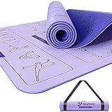 Yoga Mat with Poses, Sportneer Yoga Mats for Women & Men, Non Slip Double-Sided, Exercise Mats for Home Workout - 24' Wide x 72' Long x 1/4' Thick - Exercise Mat Yoga Mat with Strap Home Gym