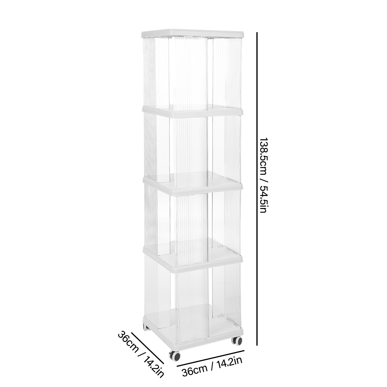 4 Stufiges Bücherregal, Bücherturm Freistehend mit 4 Räder Multifunktionales Lagerregal zur Aufbewahrung von Büchern Zeitschriften CDs Snacks