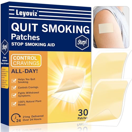 Nicotine Patches to Quit Smoking Step 1, 21 mg Stop Smoking Aids Patche, 30 Count Quit Smoking Stickers That Work with 2 Weeks, Patch Provides a 24-Hour Nicotine Transdermal System