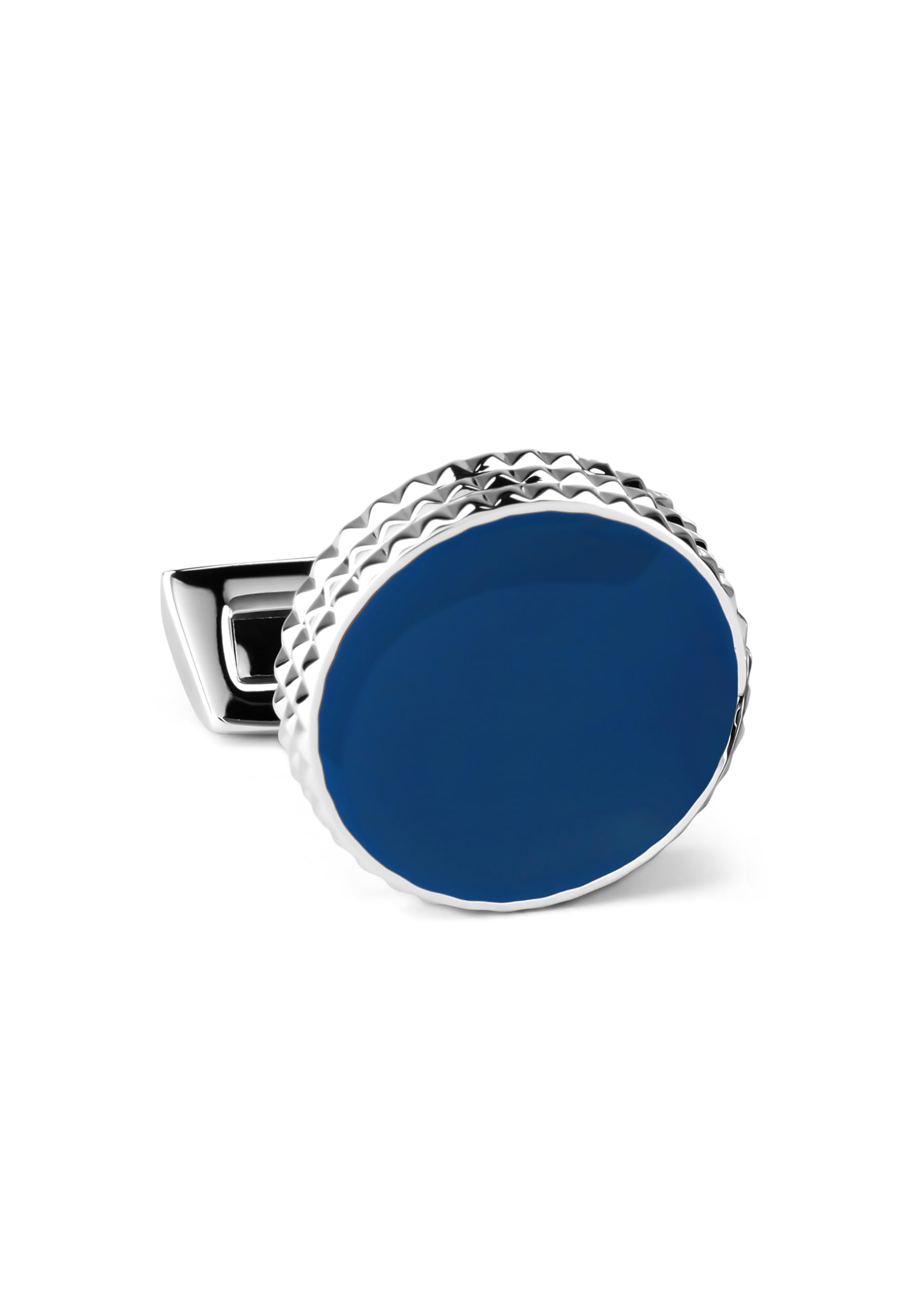 DAVIDOFF PARIS Manschettenknöpfe aus Edelstahl – Blau/Silber, rund, PARIS‑Muster
