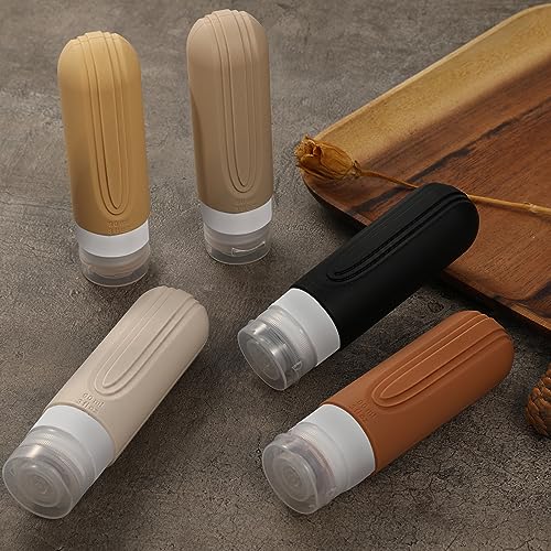 Image of Travel Bottles for Toiletries, 5 Pack TSA Approved Travel Size Containers, 3oz Leak Proof Refillable Travel Accessories for Shampoo Conditioner, BPA Free Travel Bottles with Toiletry Bag