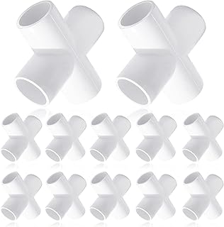 1" 4 Way Cross PVC Fittings-12 Packs,4 Way Elbow PVC Fittings,Furniture Grade PVC Fitting Connector Corner Fitting for Water,Supplies Build PVC Furniture DIY Garden Shelves (1 inch-12 pack)