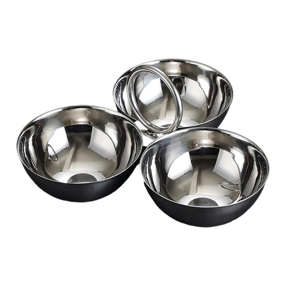 Stainless Steel Appetizer Platter,3-Compartment Snack Bowl,Snack Serving Plate,Round Sauce Dish,Large Capacity Candy Dish for Home(Silver)