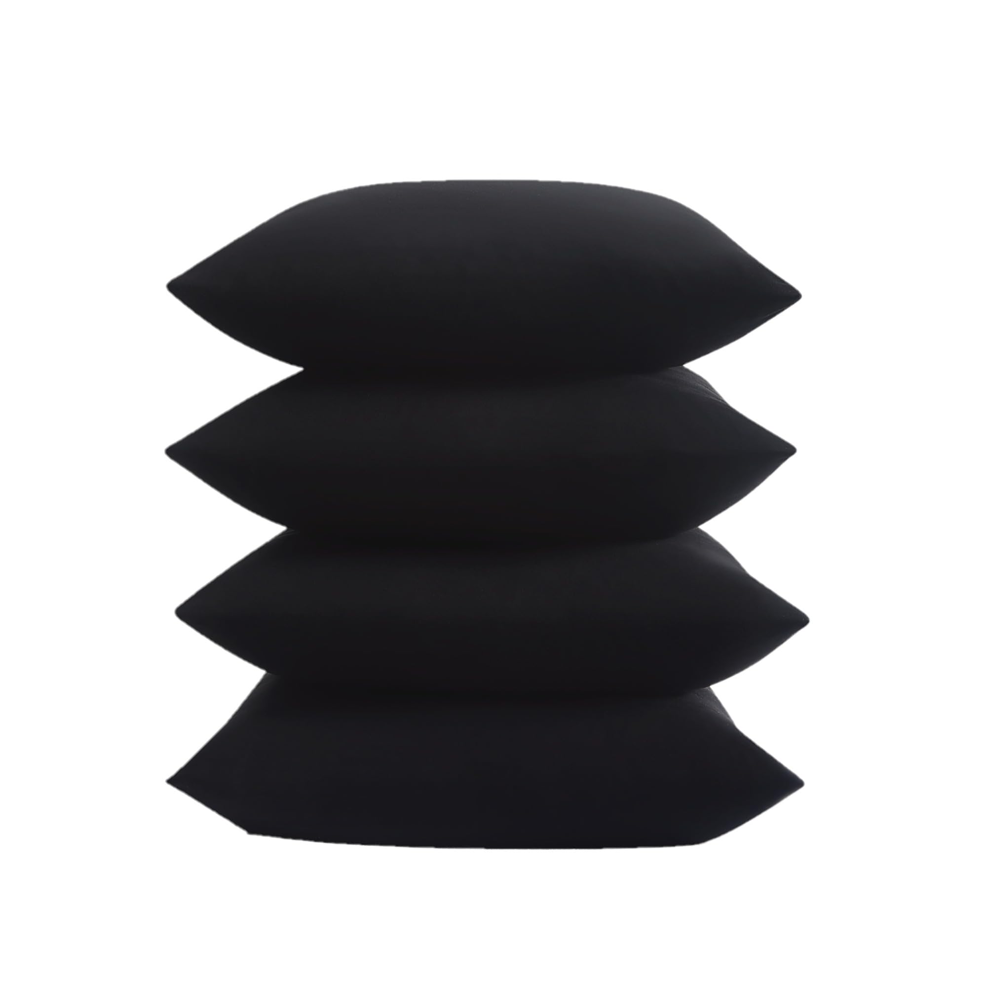 Truly Soft Everyday Paquete de 4 Fundas de Almohada estándar, Color Negro, temática de Color sólido, Ropa de Cama para Adultos, Certificado Oeko-Tex