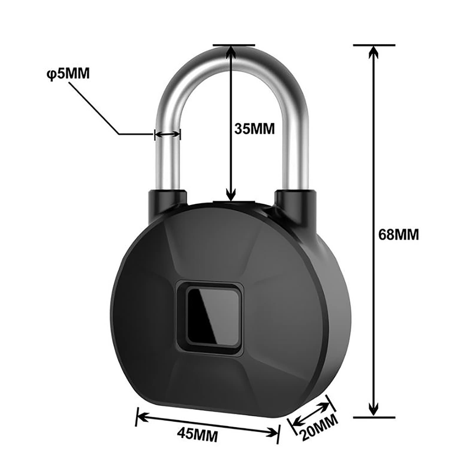 Candado Inteligente con Huella Dactilar Candado de huellas dactilares inteligente Cerradura casillero viaje Huella digital para Seguridad(Schwarz)