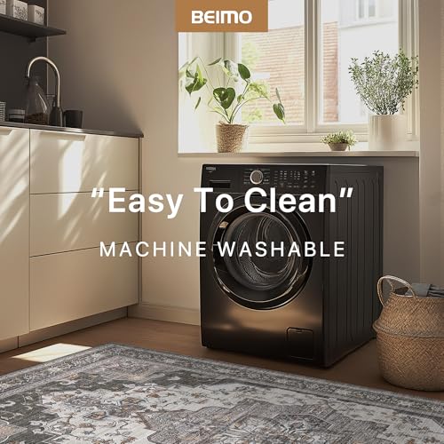 Image of BEIMO Area Rugs 8x10 for Living Room Bedroom, Modern Vintage Machine Washable Large Rug Soft Rug, Low Pile Floor Carpet with Non Slip Backing for Dining Room,Dark Grey