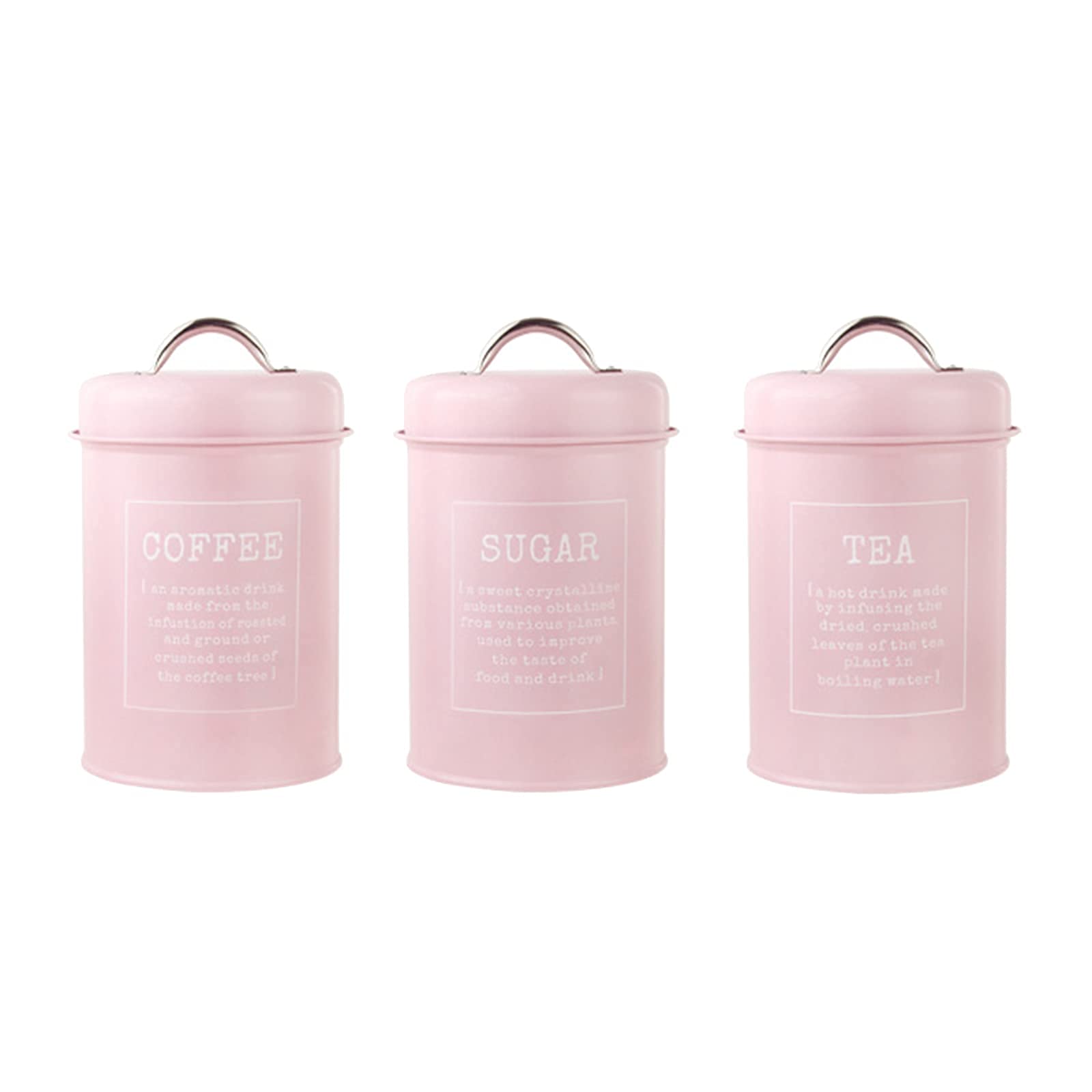 FBWSM 3-piece kitchen jar set 1200 ml coffee tea sugar storage jar countertop finishing-Pink