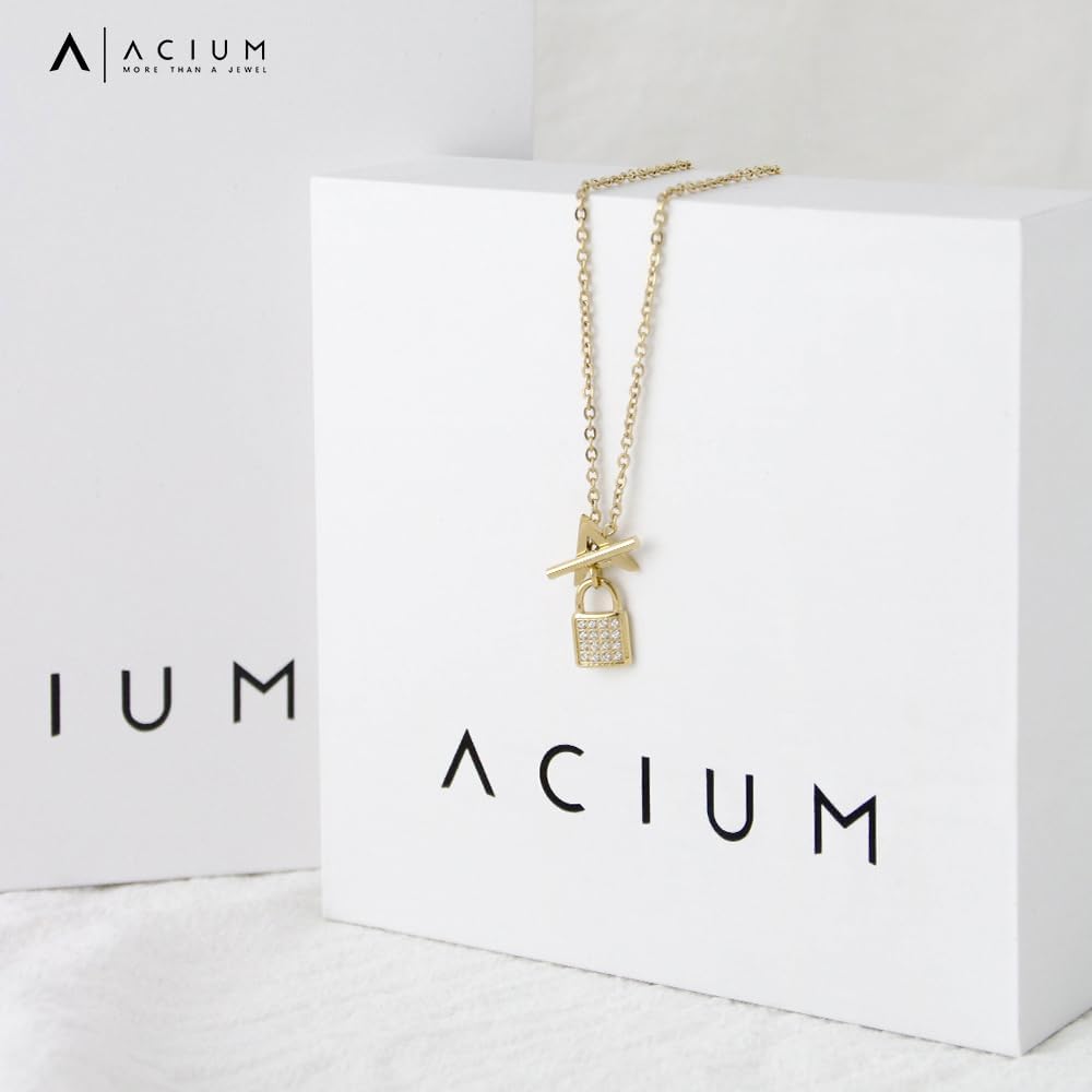 Diamond Lock Necklaces for Men Women Stainless Steel Luxury Pendant Link Chain Silver Gold Adjustable Length - Image 5