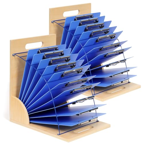 GAMENOTE-2-Pack-Clipboard-Holders-Wood-and-Metal-Clipboard-Stand-Clipboards-Storage-Rack-Small-White-Board-Organizer-for-Classroom-Office-Assembly-Required-2