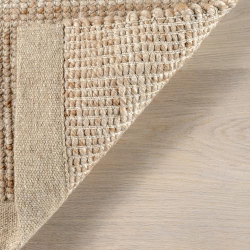Image of Nuloom Palisades Beige Solid Flatweave Area Rug, 10' x 14' | Nuloom Palisades Solid 10' x 14' Wool Area Rug for Living Room Bedroom Dining Room, Beige
