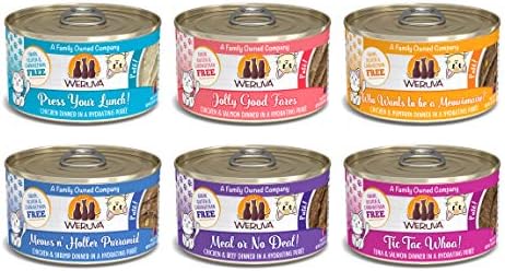 Weruva Classic Cat Patés! Grain-Free Natural Wet Pate Canned Cat Food Variety Sampler Pack (3 oz, Pack of 24 cans)