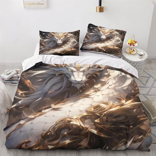 Parure de lit dragon hypoallergénique en microfibre douce lit double