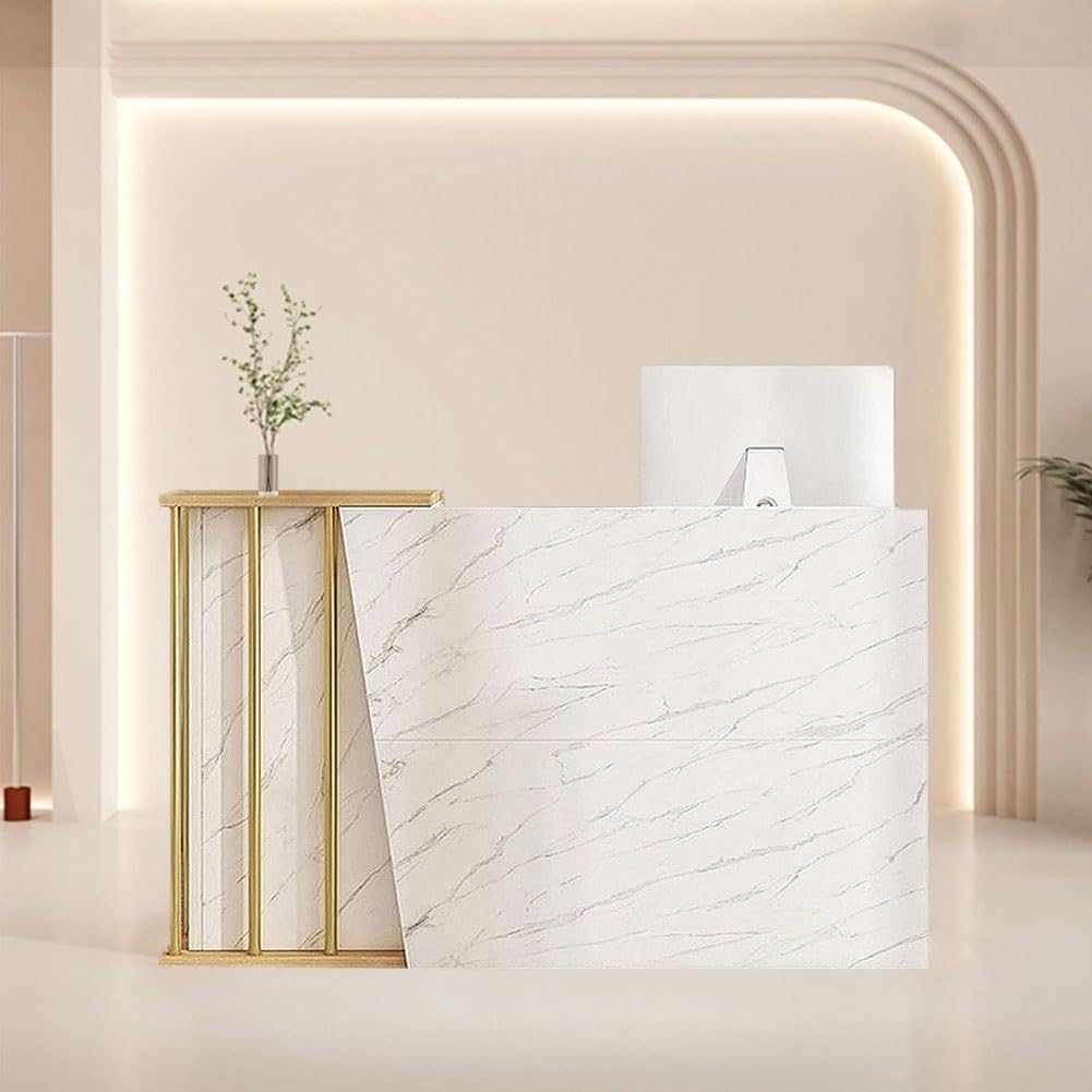 Bancone Cassa Negozio con Cassetti con Serratura, Bancone Reception e Vendita, Banco Reception in Legno con Vano Portaoggetti, per Negozio, Hotel, Ufficio, Ristorante e Centro Estetico,(100x40x90cm)