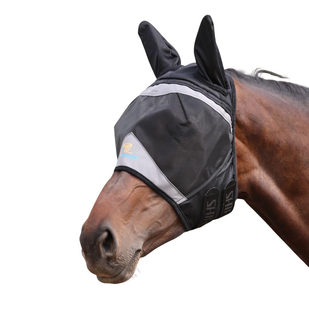 Shires FlyGuard Pro - Maschera antimosche con orecchie a maglia fine, misura standard, leggera e traspirante, protezione contro mosche e insetti, vestibilità sicura per affluenza, pascolo e uso - 3