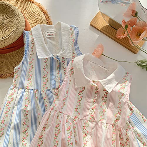 Vestido de convidada de casamento infantil para meninas, vestido de verão sem mangas, estampa floral