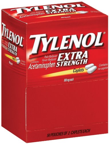 Tylenol Extra Strength Caplets, 100 Count, 500mg each (Pack of 2)