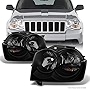 AKKON - For Jeep Grand Cherokee Replacement Headlights Driver/Passenger Black Head Lamps Pair New