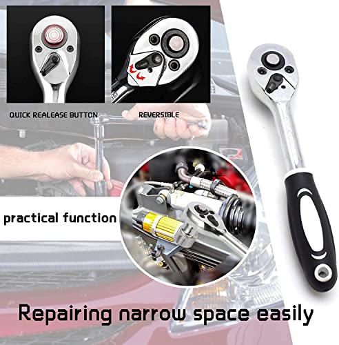 Image of 46 In 1 Pcs Tool Kit & Screwdriver and Socket,Hand Tool Kit Wrench Set Multi Purpose Combination Tool Case Precision Socket, All Bike, Car Kit Black