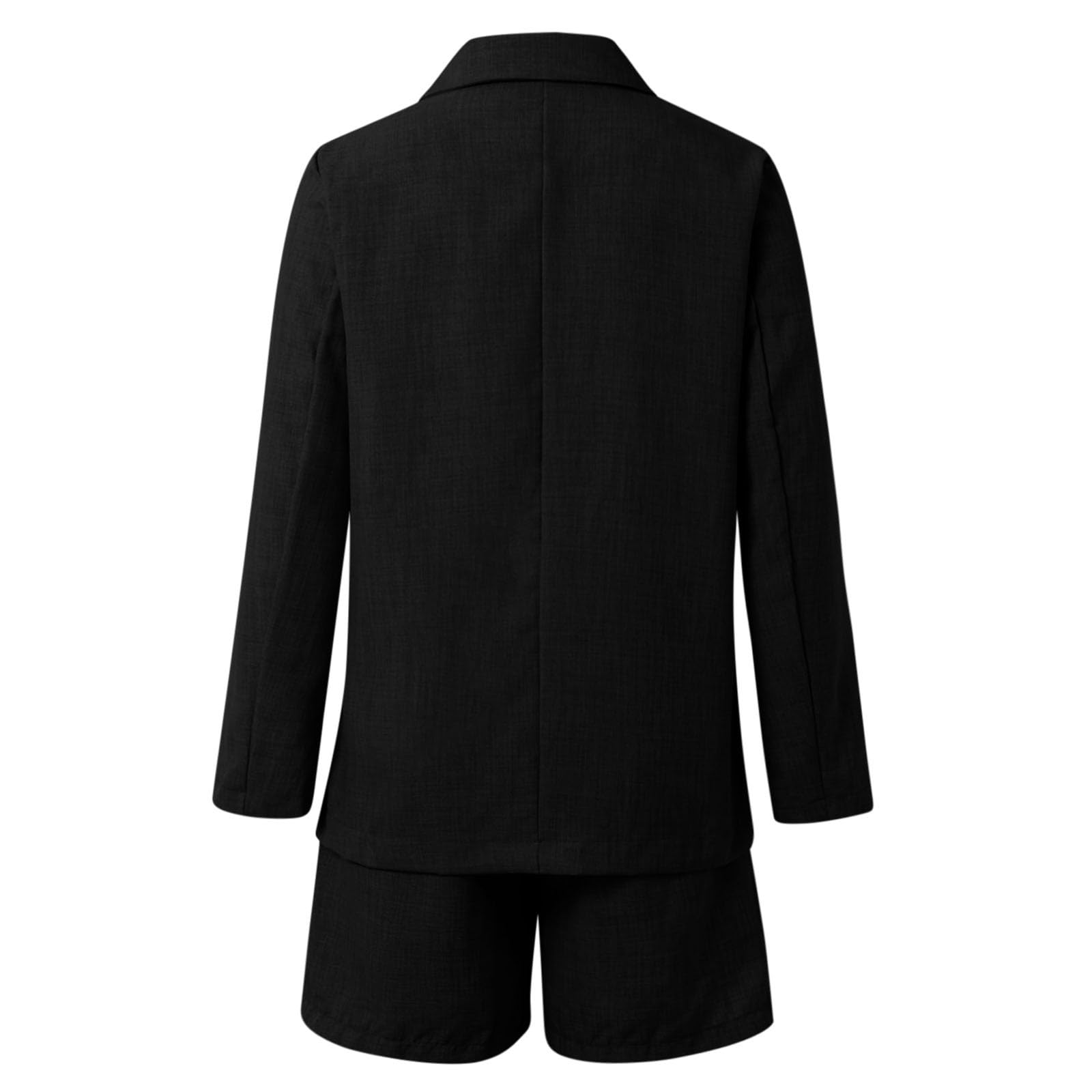 Generisch Ensemble de costume pour femme - Couleur unie - Blazer à manches longues et short décontracté - Pour le travail - Élégant - 2 pièces - Veste de costume à manches longues et pantalon court
