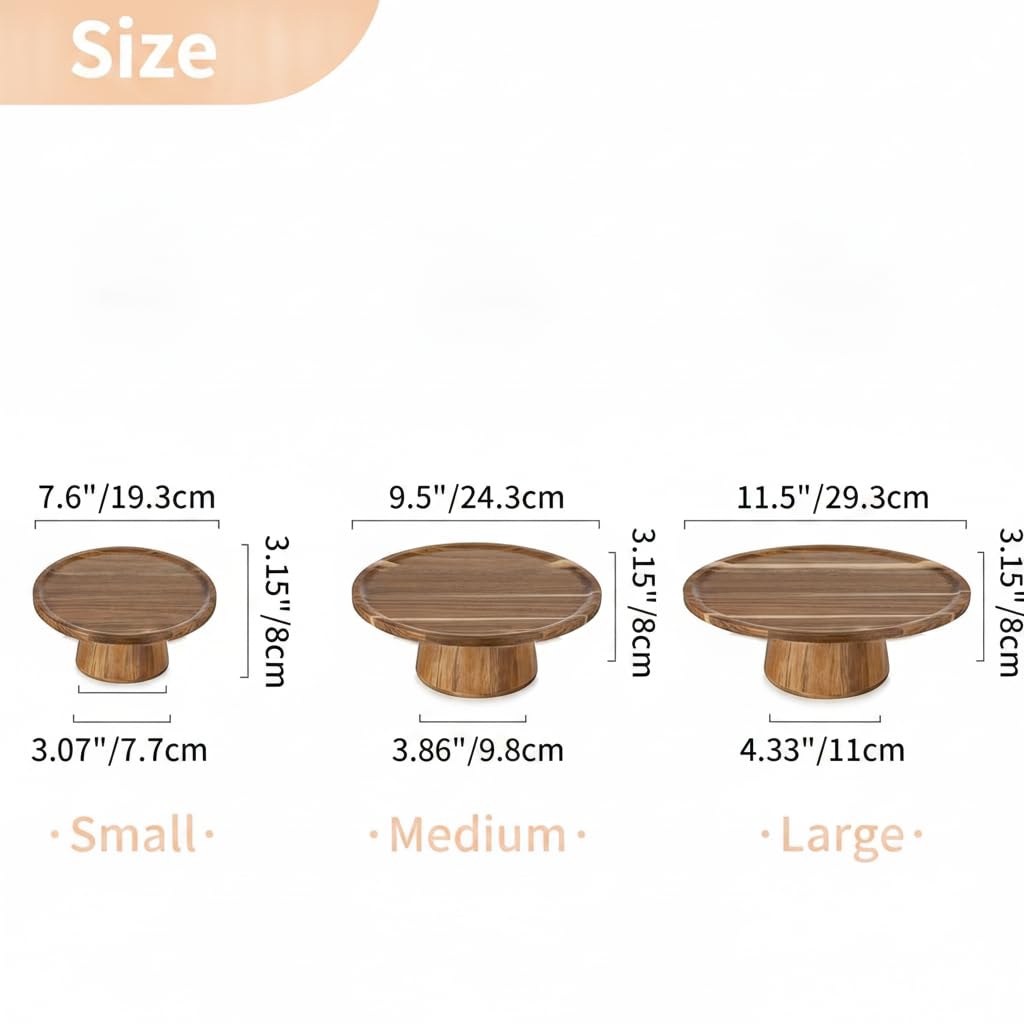 Nuptio Base Tartas Soporte Stand: Juego de 3 Madera Tarta Bandejas Expositor Cupcakes Redonda Porta Pasteles Bandeja Baby Shower Decorativas Frutero Tartera Peana Cake Portatartas Cale Boda