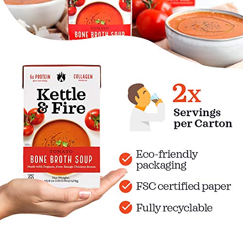 Kettle and Fire Tomato Soup with Chicken Bone Broth, Paleo Diet, Gluten Free, High in Protein and Collagen, 2 Pack - Thumbnail 7