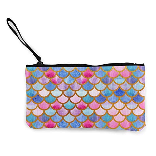 Preisvergleich Produktbild AOOEDM Bunte Meerjungfrau Waage Damen Leinwand Geldbörse Geldbörse ändern Beutel-Kartenhalter Telefon Brieftasche Aufbewahrungstasche, Pencil Pen Case