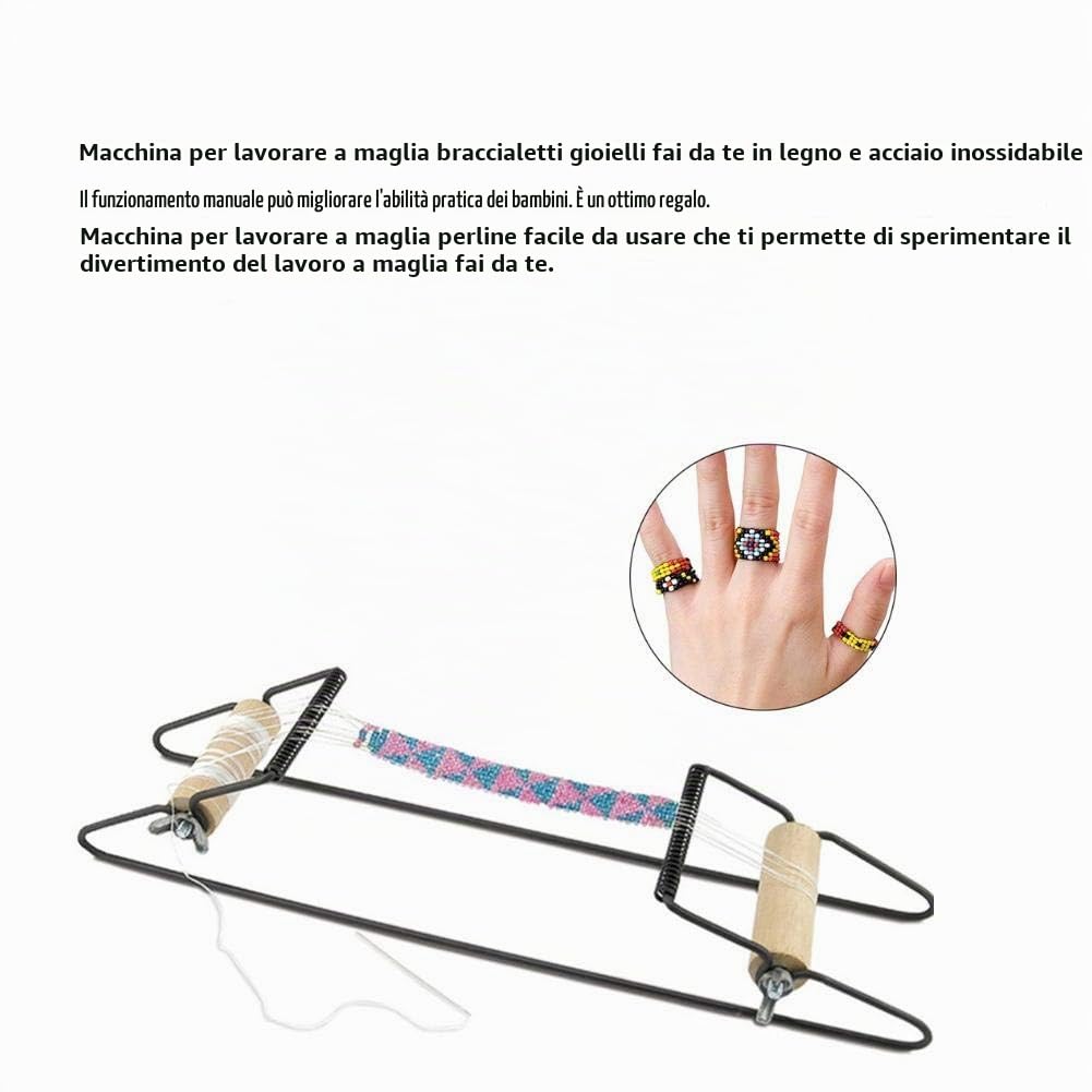 Artigianato da Tessitura di Perle, Legno e Acciaio Inox Monili Robusto e Leggero per Tessitura Bracciale Collana Fai da te