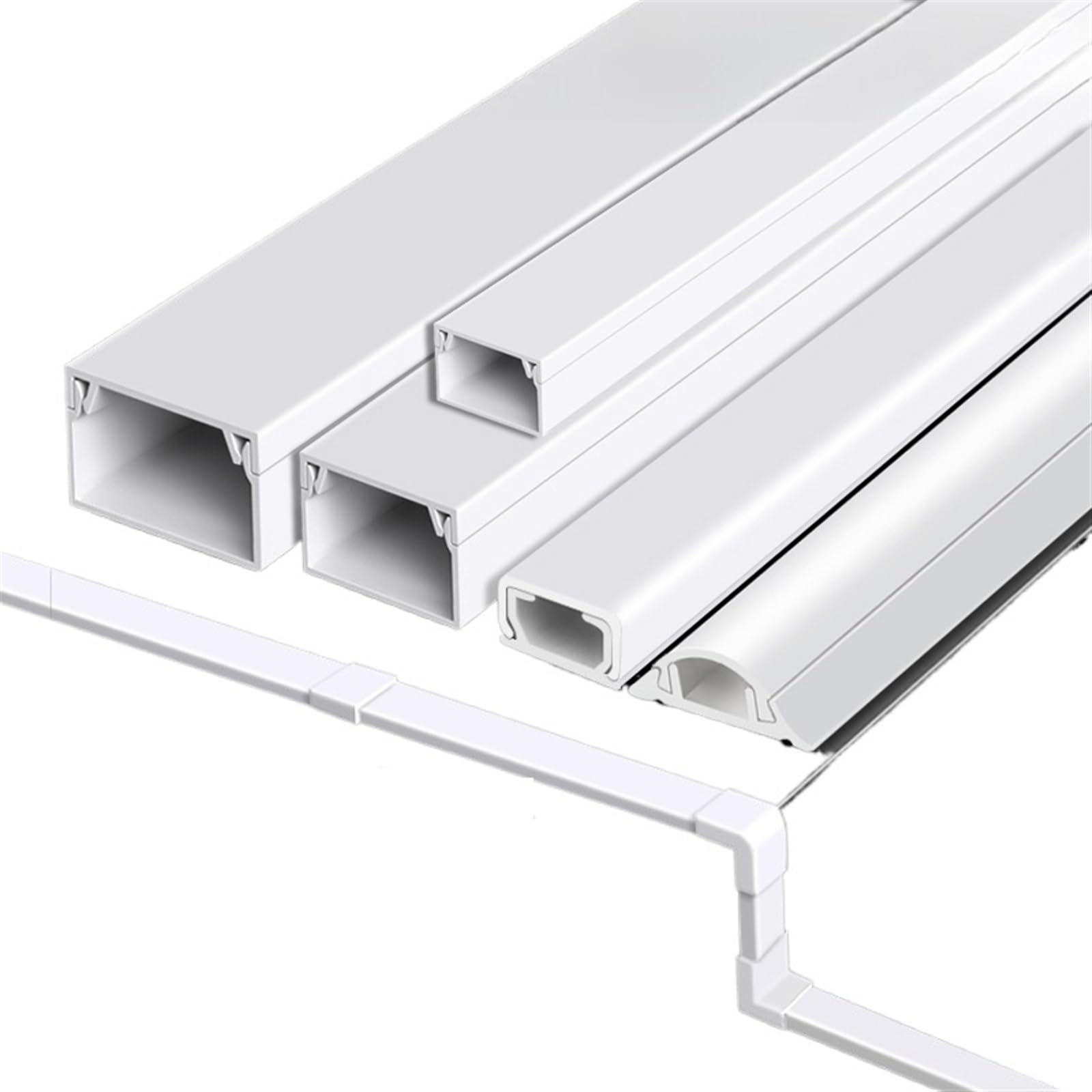 Kit de Cubierta Cable TV for Montaje en Pared Oculta, Cable 50cm, Sistema Corrector Canal, Cables Ocultos Pasacables Suelo(24mmx14mmx50cm,10pcs)