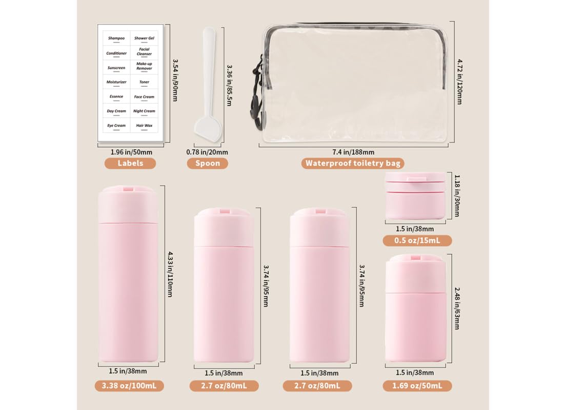Sprigold 5 Pack Brief and Fashion Travel Bottles TSA Approved - Image 2
