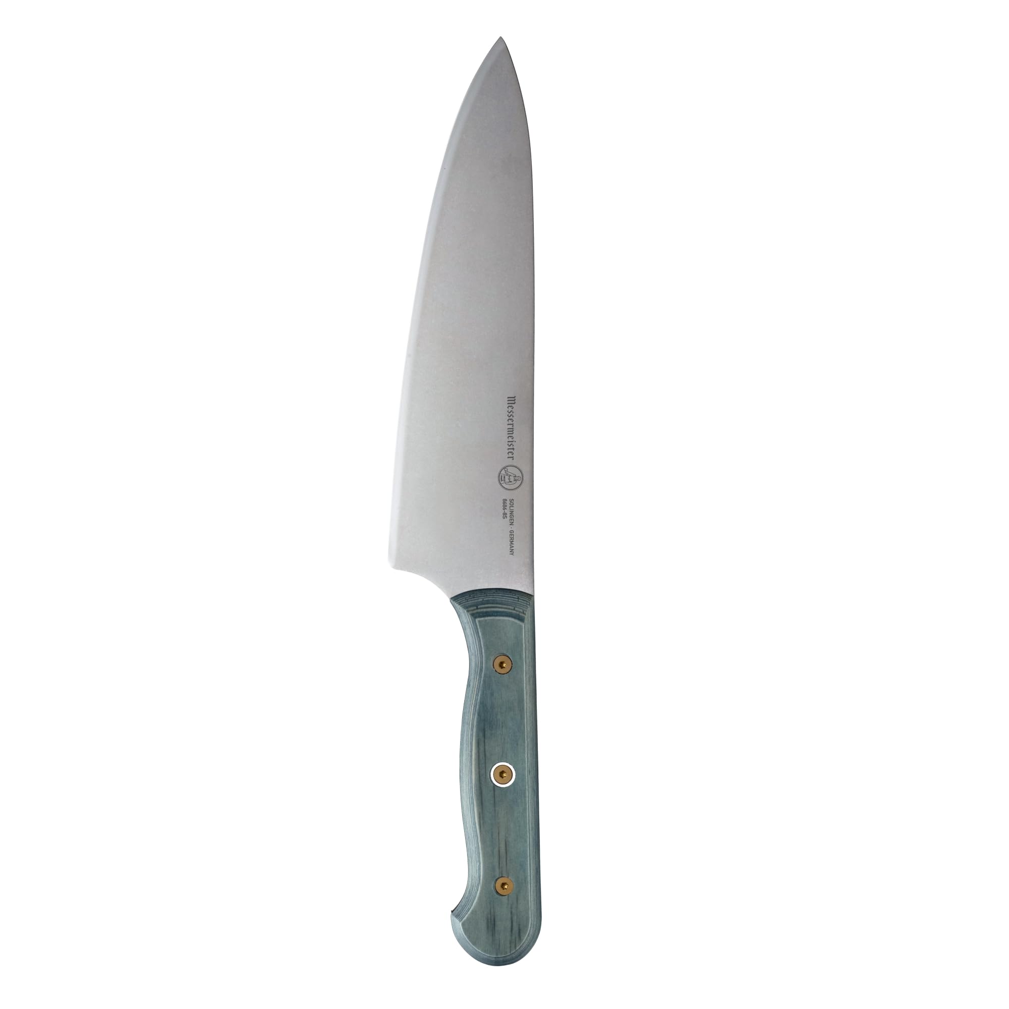 MessermeisterCustom 8” Chef’s Knife, Indigo Blue - X50 German Stainless Steel - Rust Resistant & Easy to Maintain - Made in Solingen, Germany