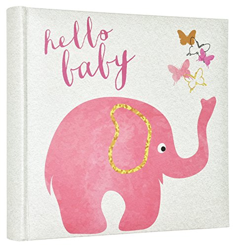 Image of MCS Hello Baby Photo Album Holds 200 4x6 Photos with Memo Space, Clear Side-Loading Pockets - Scrapbook Style Memory Book for Baby Girls, Showers & Milestones - A Sweet Gift for New Parents