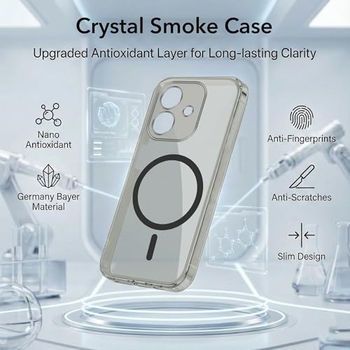 Image of Jkobi Lifetime Anti-Yellow MagSafe Compatible Clear Back Cover Case for Oppo A3X (4G /5G) | Oppo A3 5G (Sleek Hard Crystal | Shockproof and Camera Protection)