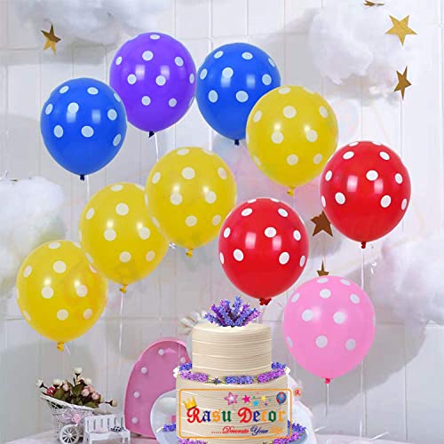 Image of RasuDecor 10 Pieces 12 inch Polka Dot Latex Balloon Yellow and White Dot Colorful Balloons, 12 Inch Latex Polka Dots Balloons for Kids Women Men Birthday Easter Engagement Wedding, Halloween Party Supplies Decor #RasuImpex (10Pcs 12 inchPolkaDotYellowWhite)