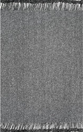 Image of Handwoven Natural Rectangular Cotton Fibres, Braided Reversible Jute and Cotton Round Rug /Carpet for Bedroom Living /Dining Room (1.5 x 6 feet, Charcol)