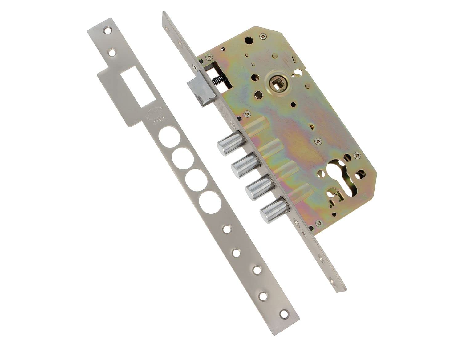 Amig Multicoloured - Mortise Lock Mod.100 Base For Entry Wood Doors - With Reversible Lever - For 8Mm Square Handles - Steel With Matt Chrome Finish