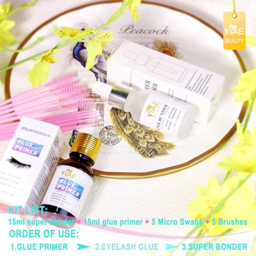 YIAE Lash Bond and Seal Accelerator Kit, Super Lash Bonder for Eyelash Extensions Glue Accelerator & Glue Primer, Maximise Lash Extension Glue Strength, Longer Retention, Reduce Whitening (15+15ml) - Image 8