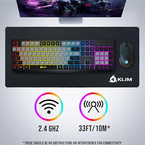 Image of KLIM Chroma Wireless Keyboard - RGB Backlit Gaming, Rechargeable Battery, PC Keyboard, Durable & Water-Resistant, Compatible with PS4, PS5 & Mac - Black