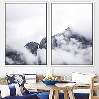 2 Piece Framed Canvas Wall Art Foggy Scenery Canvas Prints Home Artwork Decoration for Living Room,Bedroom - 16