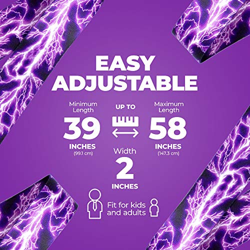 Perri’s Leathers Adjustable Guitar Straps For Kids, Men & Women - Polyester Guitar Strap For Acoustic, Bass And Electric Guitar - Adjustable Size – Metallica Purple Ride The Lightning Style #TOP3