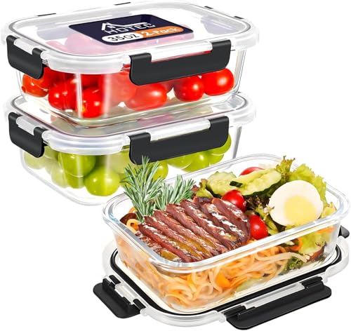 HOTEC 35oz Glass Food Storage Containers, 2-Pack