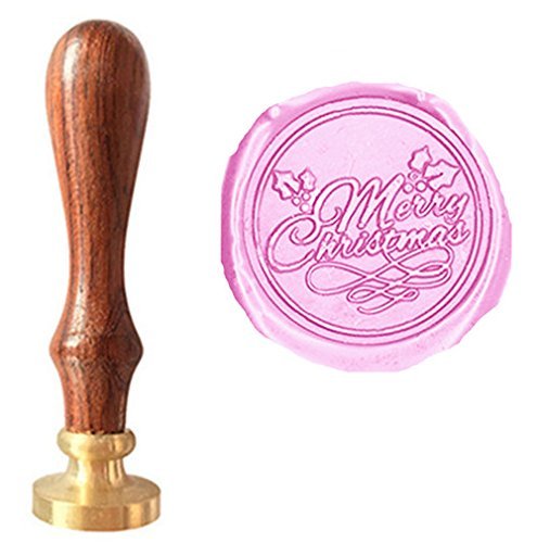 MDLGVintage Fancy Script Merry Christmas Monogram Wedding Invitations Wax Seal Stamp Rosewood Handle Set