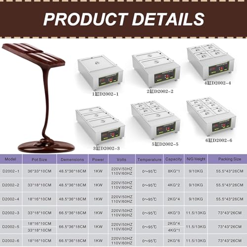Máquina para derretir chocolate con dos tanques y control digital miniatura 7