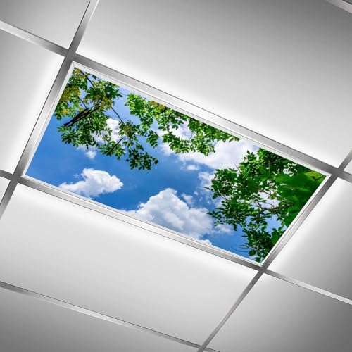 Magnetic Fluorescent Light Cover - Sky Branches 4 x 2 Ft, 2 Pack Classroom Office Home