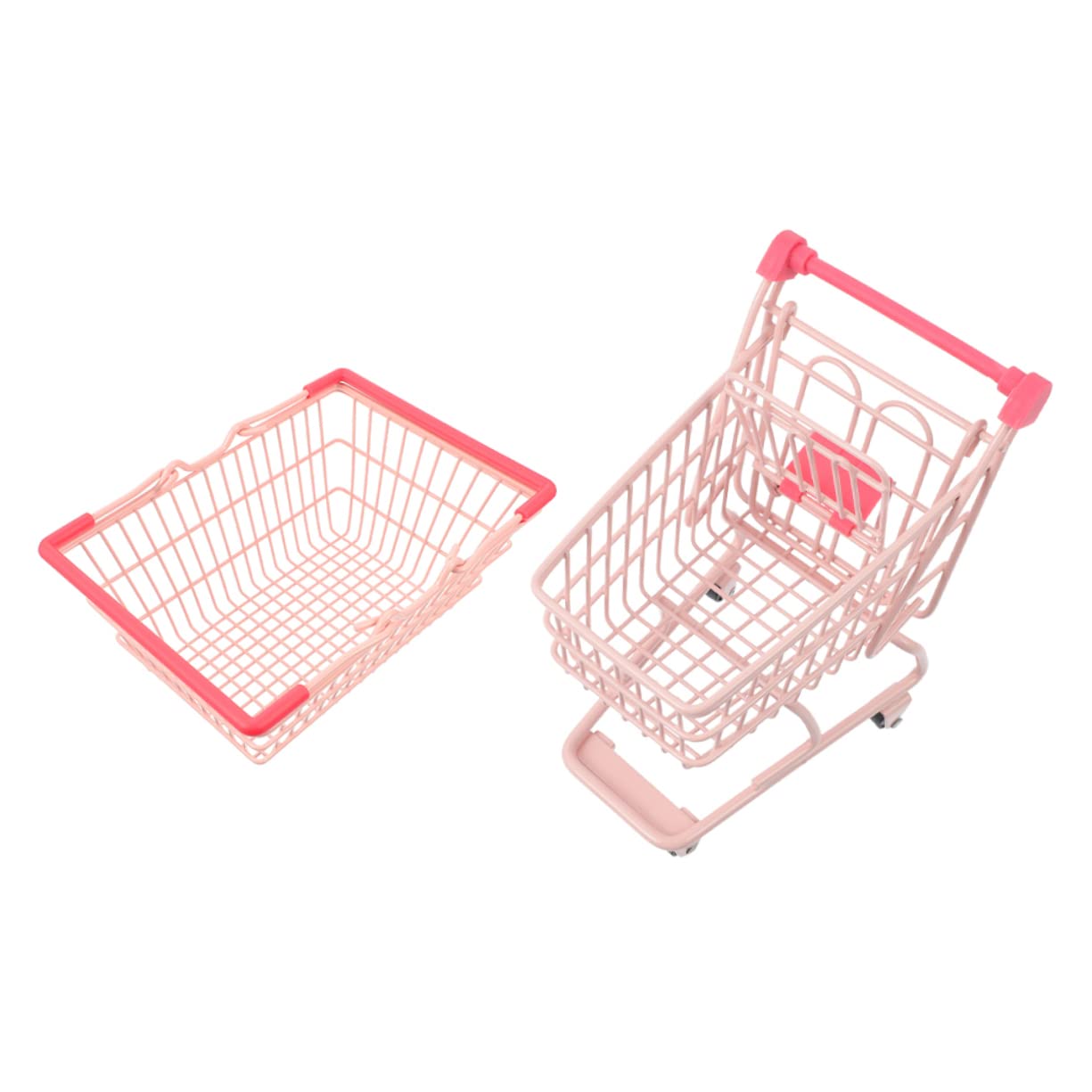 HONMEET Decorative Mini Shopping Cart for Boys and Girls 2pcs Small Basket Handle Baby Shopping Cart Basket