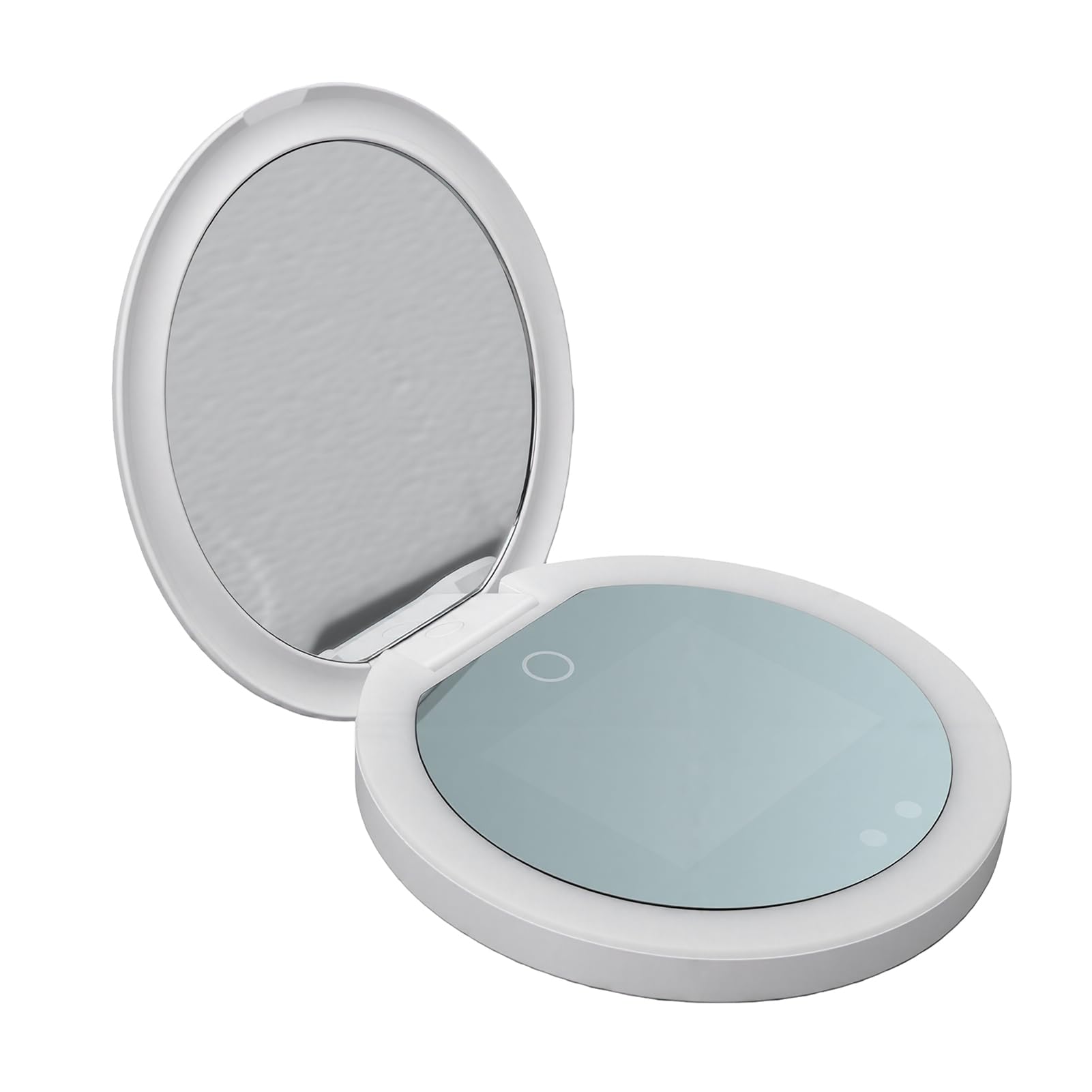 Jiawu Specchio per Prova Protezione Solare, Schermo HD Ingranditore 2X con Luce Anulare a LED Fotocamera per Prova Protezione Solare, Specchio per Trucco Portatile con Batteria USB C Ricaricabile per