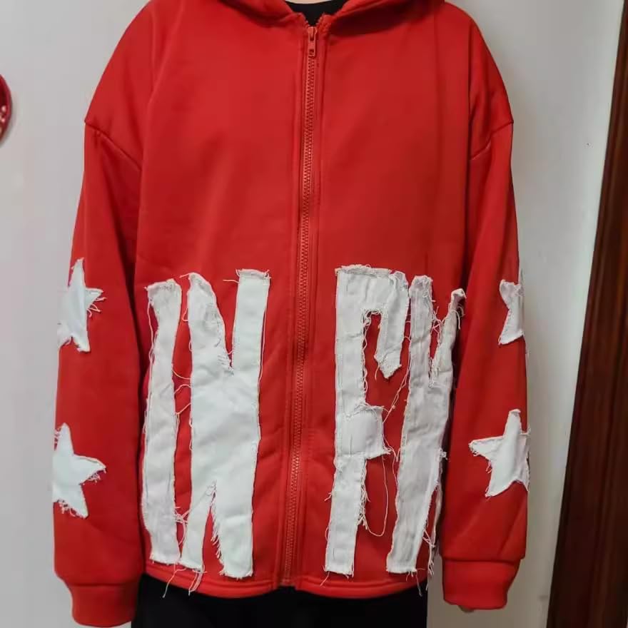 Tinalele Y2K Graphic Zip Up Hoodie Streetwear Oversized Pullover Sweatshirt Grunge Gothic Vintage Patchwork Letters Jacket - Image 2